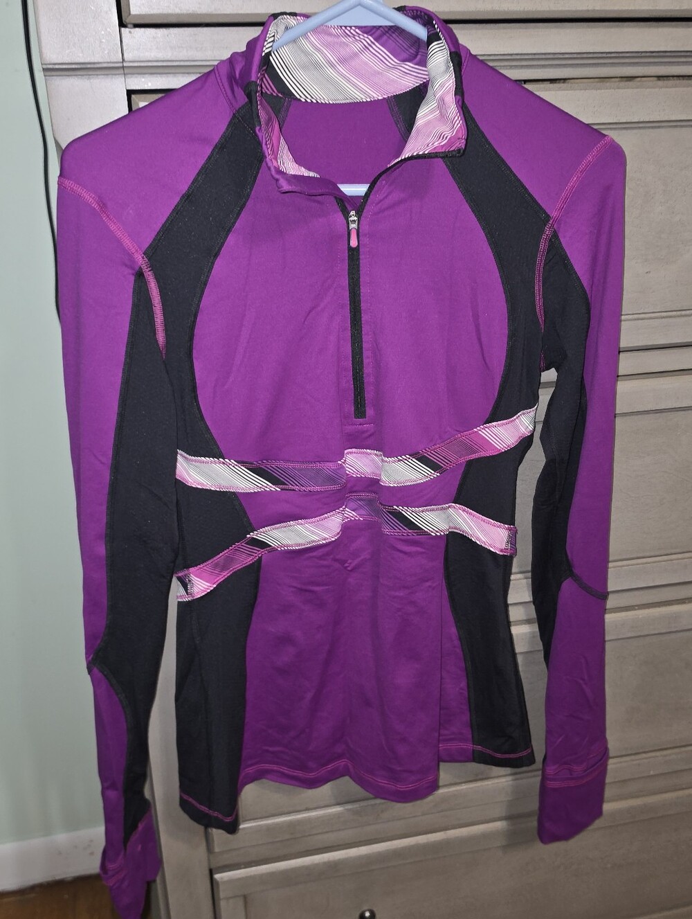 lululemon athletica Purple and Black Half-Zip Training Top